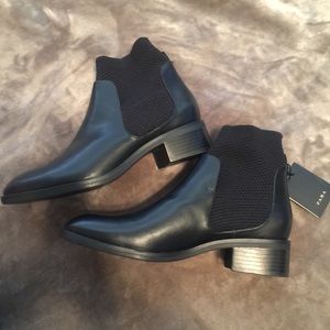 NWT Zara Black Flat Sock Ankle Boots